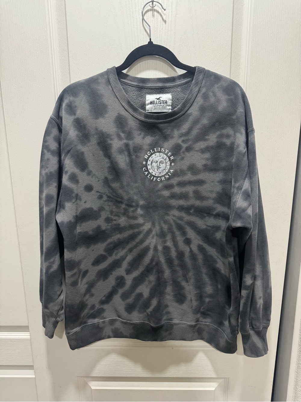 Hollister Celestial Sun Moon Tie Dye Crewneck Sweatshirt Gray Size S